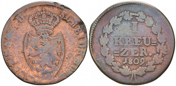 Нассау 1 крейцер 1809 Фридрих Август (1803-1816) KM 3b медь 73-117
