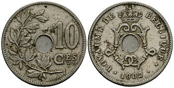 Бельгия 10 сантимов 1902 Belgique KM 48 медно-никель 4172-725