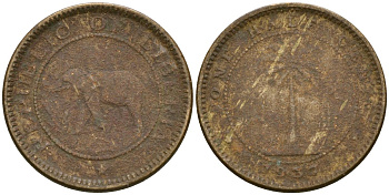 Либерия 1/2 цента 1937 KM 10 латунь 4174-368