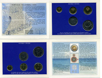 Португалия набор из 5 монет 1986 в оригинальном картонном буклете, первый год выпуска, тираж 50000 экз. KM MS7 (KM 631-634, 636) BUNC 5-4-3-28