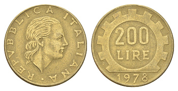 Италия 200 лир 1978 R, шестерня KM 105 алюминиевая бронза 4704-826