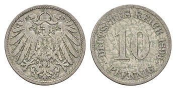 Германия 10 пфеннигов 1893 G KM 12, J. 13 медно-никель 4649-847