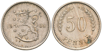 Финляндия 50 пенни 1939 S KM 26 медно-никель 4174-1049