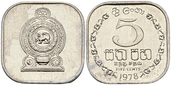 Шри-Ланка 5 центов 1978 KM 139a алюминий 4136-567