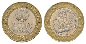 Португалия 200 эскудо 1991 Гарсия Де Орта (1501-1568) KM 655 биметалл 4393-733