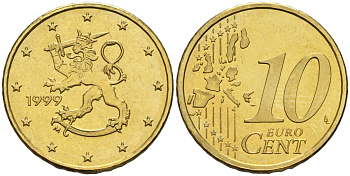 Финляндия 10 евроцентов 1999 KM 101 нордик UNC M57-03