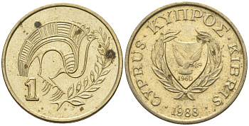 Кипр 1 цент 1988 KM 53.2 никель латунь 4174-1127