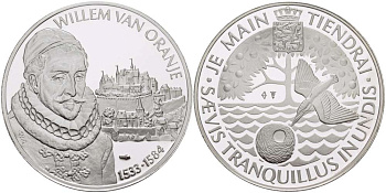 Нидерланды медаль ND Виллем король Нидерландов (1533-1584), диаметр 38 мм., вес 25,12 гр.  серебро  PROOF  1078-6-21