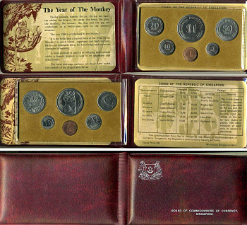 СИНГАПУР ГОСНАБОР ИЗ 6 МОНЕТ 1980 ГОД ДРАКОНА UNC 5-6-2