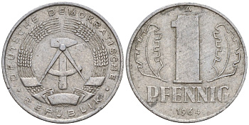 ГДР 1 пфенниг 1964 A KM 8.1 алюминий 44-1059