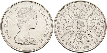 Англия 25 пенсов 1980 80 ЛЕТ КОРОЛЕВЕ ЕЛИЗАВЕТЕ - КОРОЛЕВЕ МАТЕРИ KM 921, Spink 4228 медно-никель UNC 4558-432