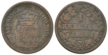 Бавария 1 крейцер 1858 Максимилиан II (1848-1864) KM 473 серебро 4615-1223