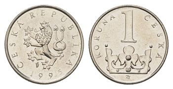 Чехия 1 крона 1995 KM 7 сталь плакированная никелем 4623-765