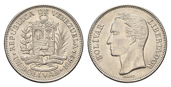 Венесуэла 1 боливар 1967 год-тип, Симон Боливар Y 42 никель aUNC 4668-1028