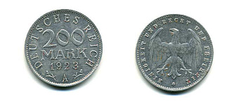 ГЕРМАНИЯ 200 МАРОК 1923 A KM 35, J. 304 алюминий 179-836