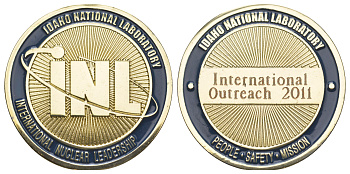 США, Национальная лаборатория Айдахо медаль "Международная деятельность 2011" 2011 Миссия по обеспечению безопасности людей, диаметр 44 мм, вес 34,6 гр биметалл UNC 1091-10-23
