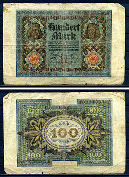Германия 100 марок 1920 8 цифр в серии Pick 69 b бумага 7552-71-1-2
