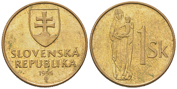 Словакия 1 крона 1995 MK KM 12 сталь плакированная бронзой 206-133