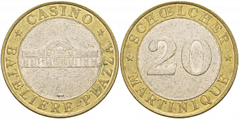 ЕВРОПА ЖЕТОН ИГРОВОЙ ND CASINO BATELIERE PLAZZA, 20 биметалл 215-516