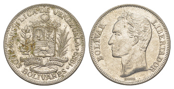 Венесуэла 2 боливара 1989 Симон Боливар Y 43a сталь плакированная никелем 4583-331