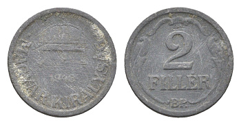 Венгрия 2 филлера 1943 BP KM 519 цинк 4665-533