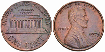США 1 ЦЕНТ 1973 ЛИНКОЛЬН KM 201 медь цинк 63-328