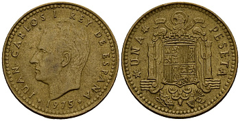 Испания 1 песета 1975 Хуан Карлос I (1975-2014) KM 806 алюминиевая бронза 4176-337