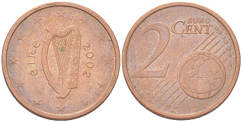 Ирландия 2 евроцента 2002 KM 33 сталь плакированная медью 4614-722