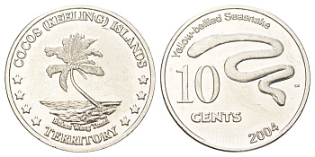 Кокосовые острова 10 центов 2004 X 12 медно-никель BU 4624-524