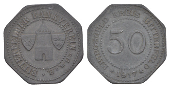 Биттерфельд 50 пфеннигов 1917 Funck 44.3A, Men05 2917.5, Men18 3746.5 цинк 4638-121