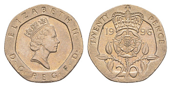 Великобритания 20 пенсов 1996 Елизавета II (1952-2022) KM 939, Spink 4361 (G2) медно-никель 4639-868