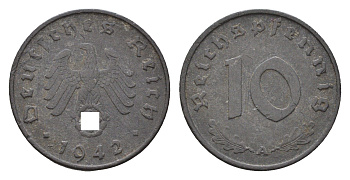 Германия 10 рейхспфеннигов 1942 A KM 101, J. 371 цинк 4684-237