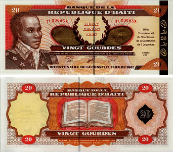 ГАИТИ 20 ГУРДОВ 2001 200 ЛЕТ ПРИНЯТИЯ КОНСТИТУЦИИ (1801-2001) Pick 271 бумага UNC (ПРЕСС) 7203-50-2