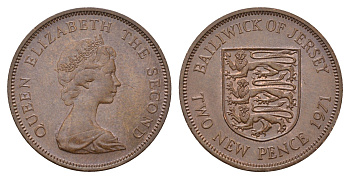 Джерси 2 пенса 1971 Елизавета II (1952-2022) KM 31 бронза 4118-135
