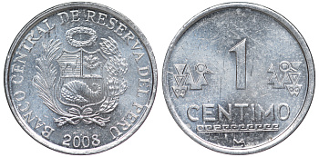 Перу 1 сентимо 2008 LIMA KM 303.4a алюминий aUNC 4189-1024