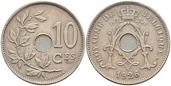 Бельгия 10 сантимов 1926 BELGIQUE KM 85 медно-никель 4143-543