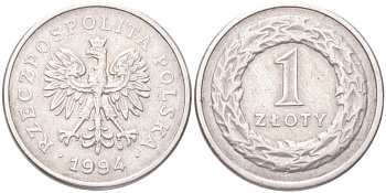 Польша 1 злотых 1994 Y 282 медно-никель 4614-313
