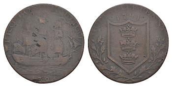 Великобритания, Йоркшир, Халл 1/2 пенни 1794 токен Dalton & Hamer 23 медь 1526-732