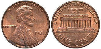 США 1 цент 1981 KM 201 медь цинк 4549-1237