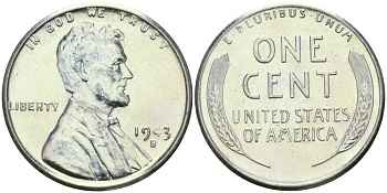 США 1 цент 1943 S (Сан-Франциско), Авраам Линкольн KM 132 a сталь плакированная цинком 96-1217