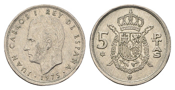 Испания 5 песет 1975 (79) M, Хуан Карлос I (1975-2014) KM 807 медно-никель 4633-312