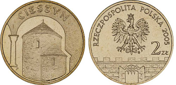 Польша 2 злотых 2005 MW, серия польские города, Цешин (Cieszyn) KM 753, Parchimowicz 962 латунь UNC 603-1013