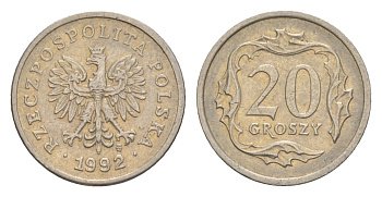 Польша 20 грошей 1992 Y 280 медно-никель 4625-1238