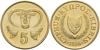 Кипр 5 центов 1998 KM 55.3 никель латунь 4141-1052