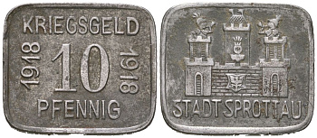 Шпроттау (Силезия) 10 пфеннингов 1918 Funck 515.1, Men18 29827.1 железо 4169-1153