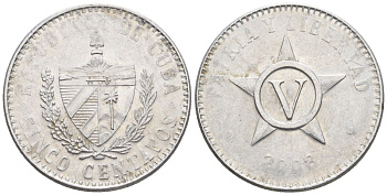 Куба 5 сентаво 2008 KM 575.2, Schoen 713, JMA MC19 сталь плакированная никелем 4114-515