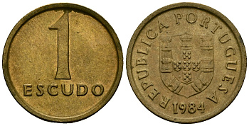 Португалия 1 эскудо 1984 KM 614 никель латунь 4164-1132