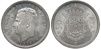 Испания 50 песет 1975 (76) Хуан Карлос I (1975-2001) KM 809 медно-никель aUNC 4125-312