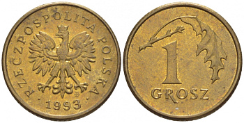 ПОЛЬША 1 ГРОШ 1993 MW KM 276 латунь UNC 4516-1042