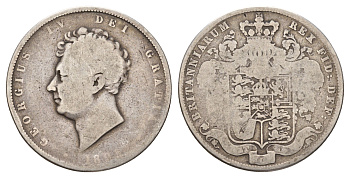 Великобритания 1/2 кроны 1825 Георг IV (1820-1830) KM 695, Spink 3809 серебро 443-1542
